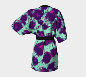 Blue & Purple Leopard Kimono