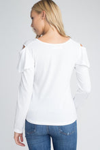 Load image into Gallery viewer, Women&#39;s Cold Shoulder Ruffle Long Sleeve Top
