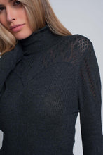 Load image into Gallery viewer, Soft Ribbed Sweater With Turtleneck in Gray