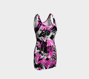 Black & Pink Graffiti Bodycon Dress