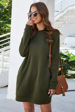 Load image into Gallery viewer, Pocketed Long Sleeve Crewneck Dress
