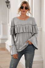 Load image into Gallery viewer, Flounce Sleeve Ruffle Trim Top