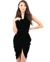 Load image into Gallery viewer, Lawrence Ruched Detail Sleeveless Velvet Dress