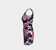 Load image into Gallery viewer, Black &amp; Pink Graffiti Bodycon Dress