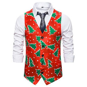 Christmas Vest Men Casual Christmas Eve Party Suit Vest