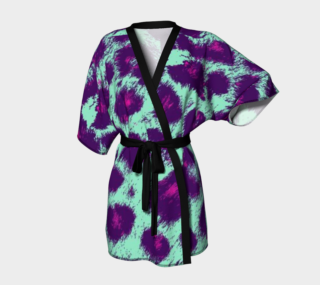 Blue & Purple Leopard Kimono